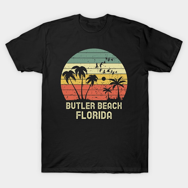 Butler Beach Florida Retro Vintage Sunset T-Shirt by Inspire Enclave